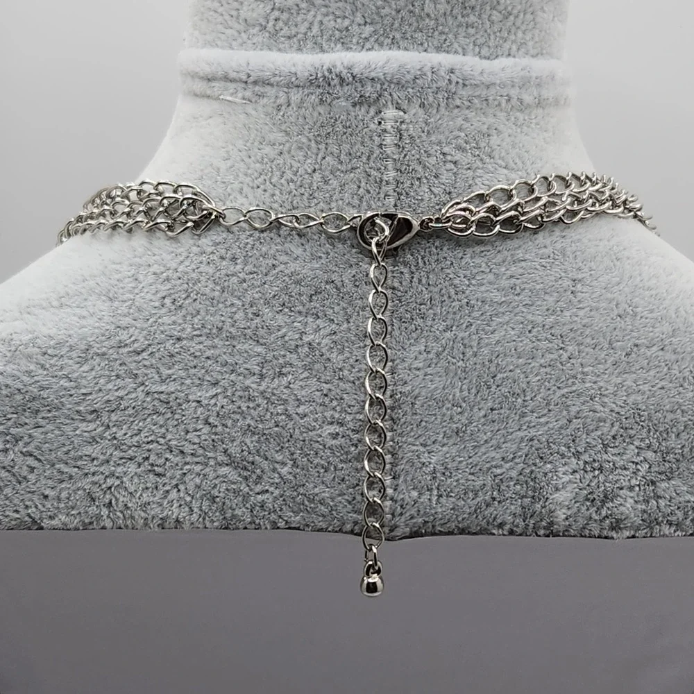 Statement Faceted Glass Drop Statement Bib Necklace Waterfall Glam Evening‎
